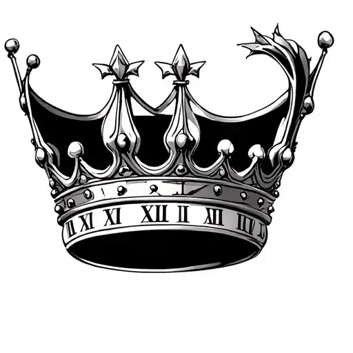 Crown Tattoo With Roman Numerals Surrounded