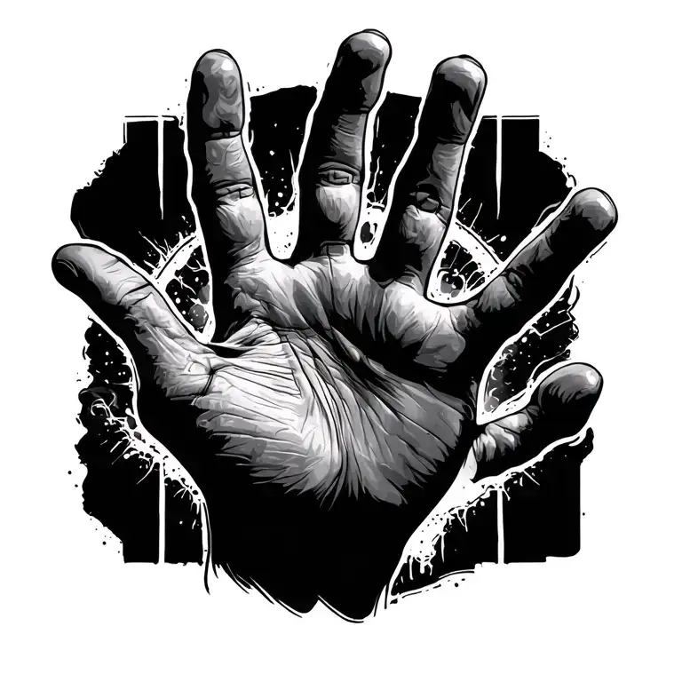Big Hand Print Tatoo Idea Based