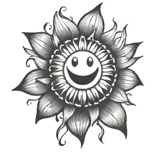 The Word Smiley With A Small Sun Flower Coming Off Of It