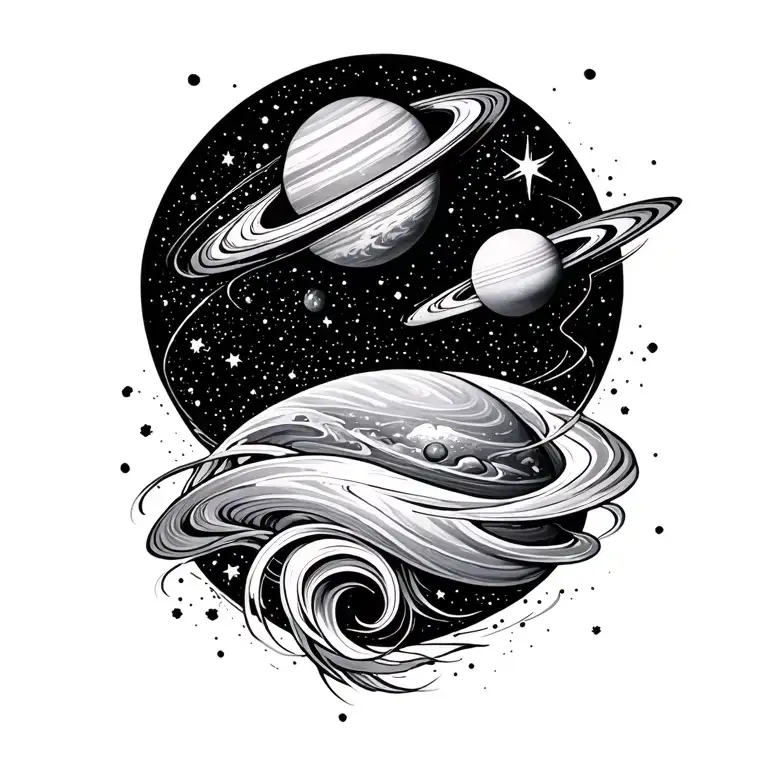 Space With Stars And Galaxies Swirling