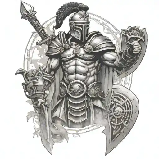 Gladiator Adorned With Symbols Roman Coliseum Weapons Of Ancient Rome