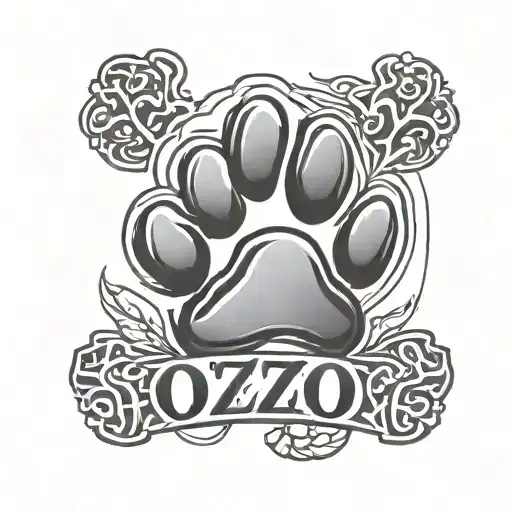 Dog Paw Print With The Word 'Ozzo' Inside