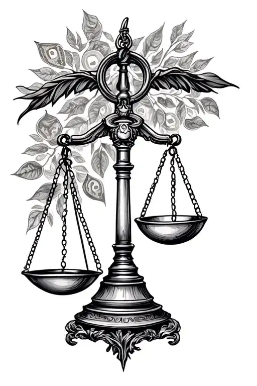 Libra Scale Balanced With Key Unlocking Financial Success Showing Humble Beginnings