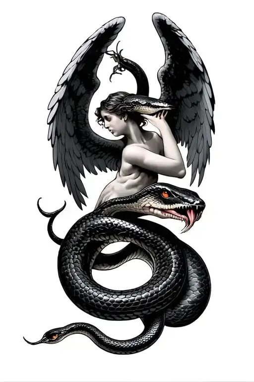 Angel Cutting The Head Off A Snake