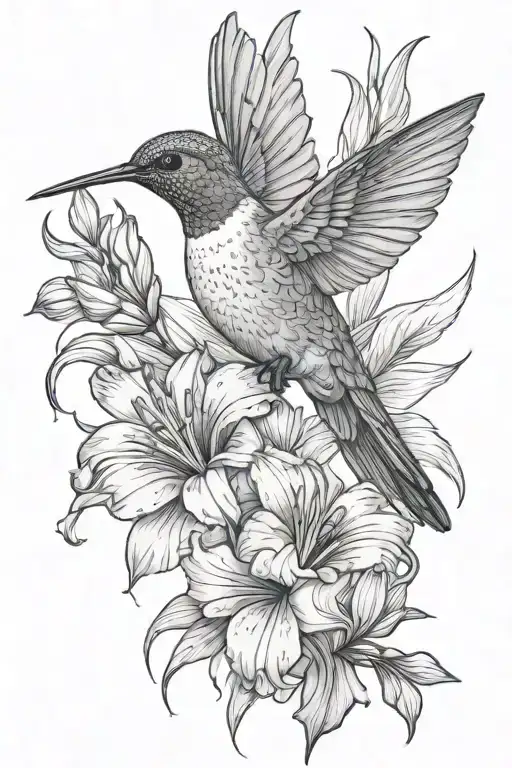 Hummingbird With Gladiolus Flower