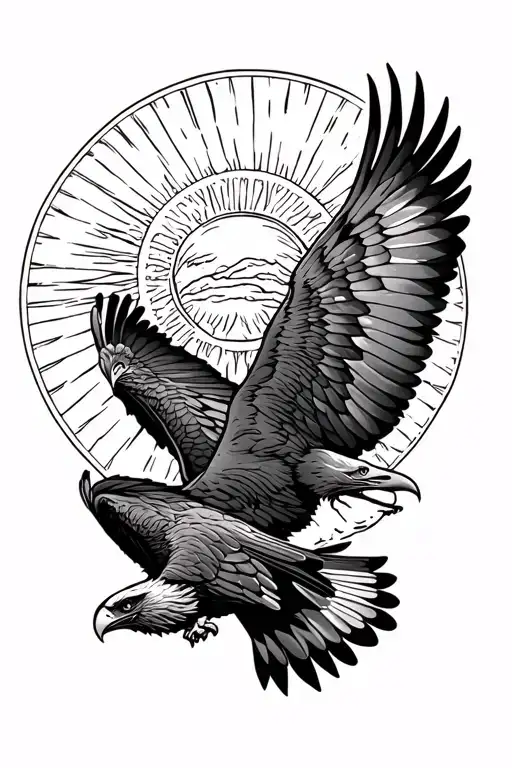 Two Hawks With One Flying Towards The Sun