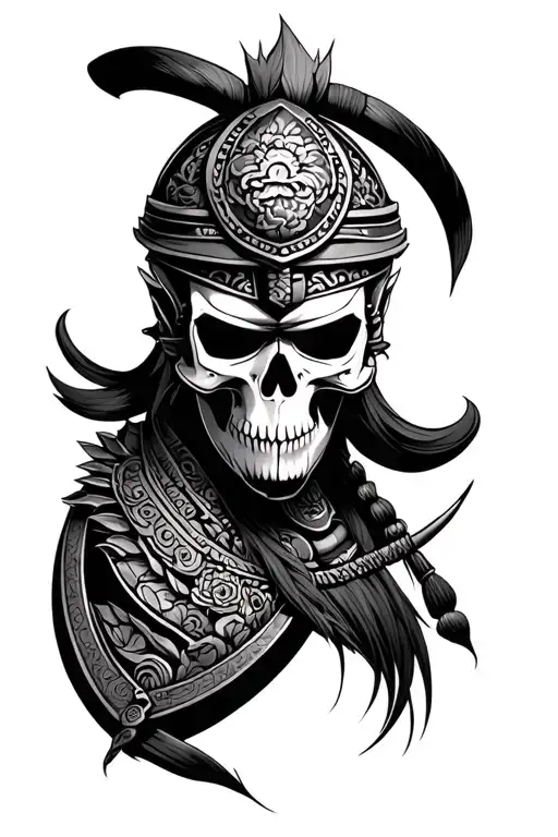 Japanese Warrior Mask Split Skull