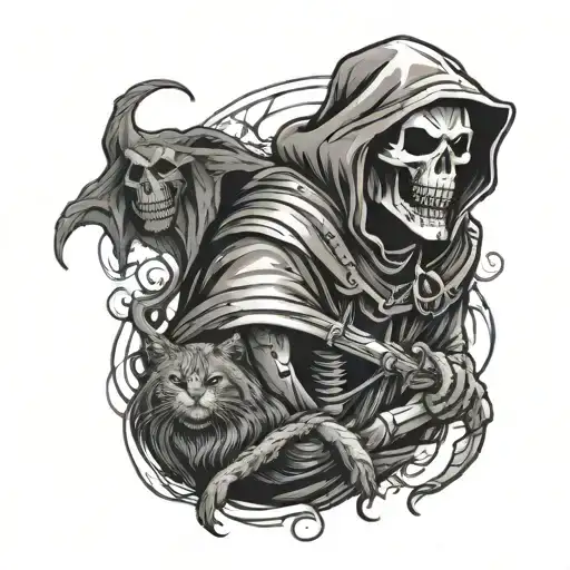 Grin Reaper Holding Maincoon