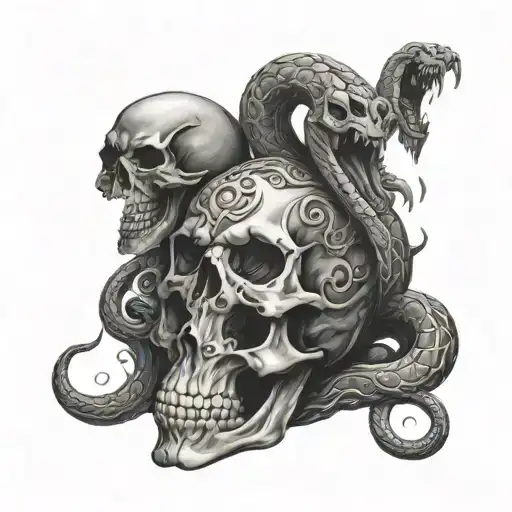 Skulls Fire And Snake