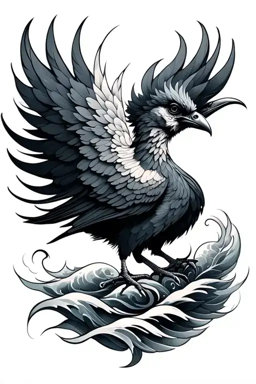 Pheonix Bird With Waves