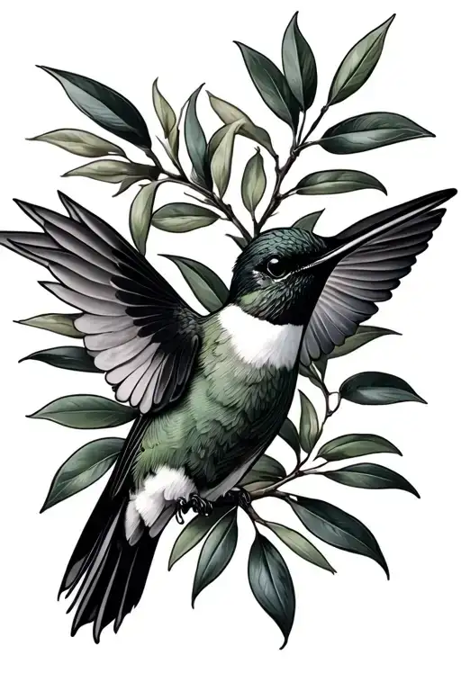 Olive Branch W Humming Bird