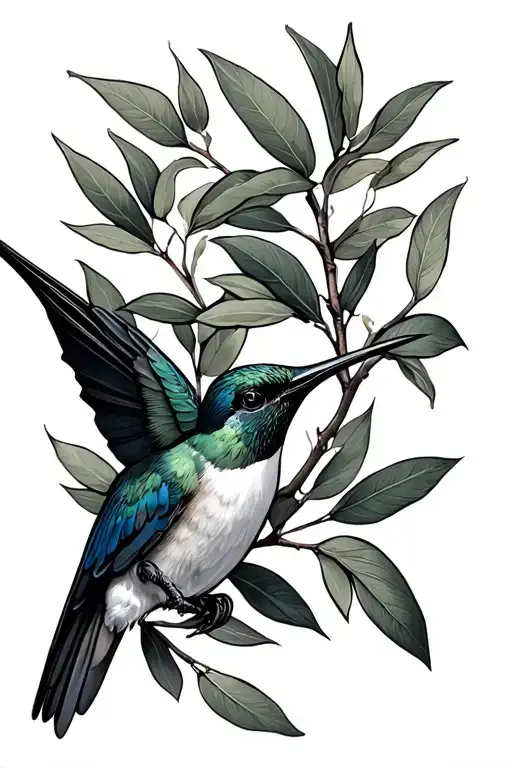 Olive Branch Wrapped W Humming Bird