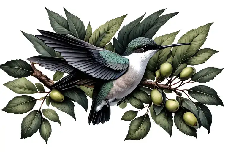 Olive Branch Wrapped W Humming Bird