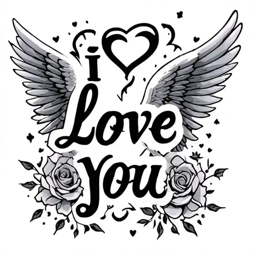 Angelic Script Tattoo Saying I Love You