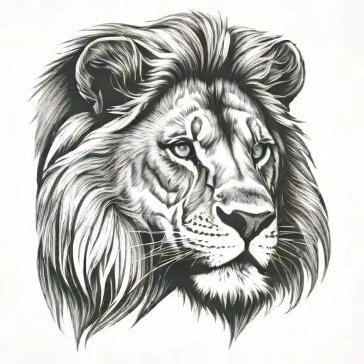 Lion Head With Blue Eyes