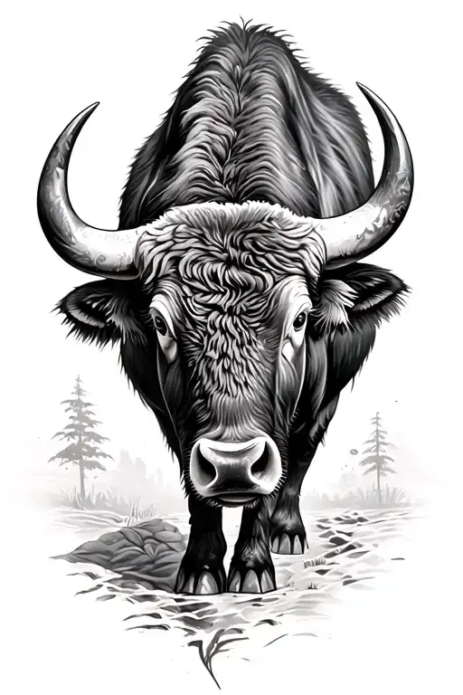 Buffalo Black And White Drawing