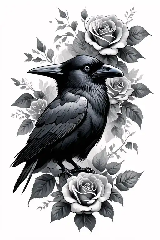 Raven And Roses