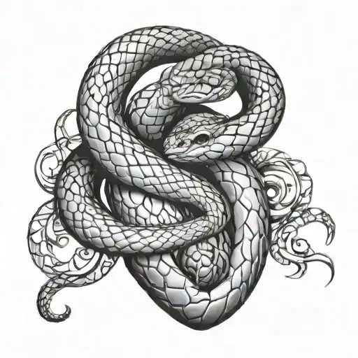 Snake Wrapped Around A Realistic Heart