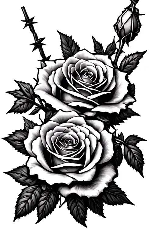 Roses Barbed Wire With Roses Card Queen