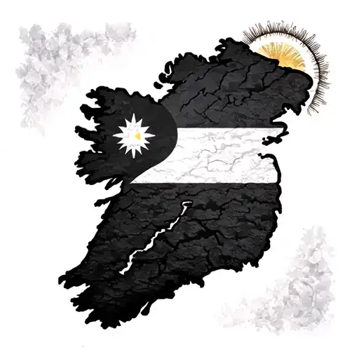 Outline Of Ireland With Sunset Using The Sun On The Philippines Flag