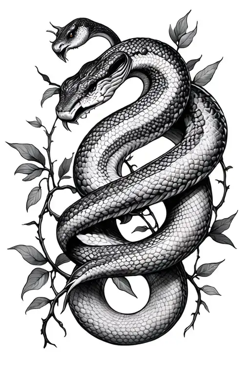 Plant Vines And Snake Wrapped