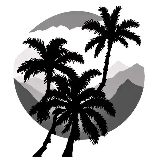 Mountain Palm Tree Silhouette