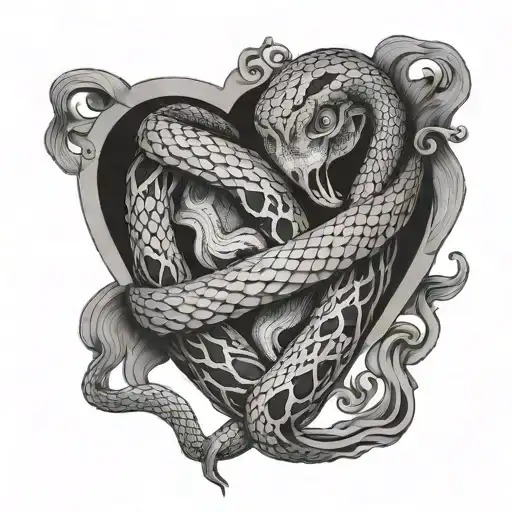 Snake Wrapped Around A Human Heart