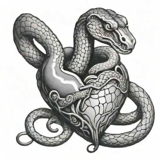 Snake Around A Real Human Heart