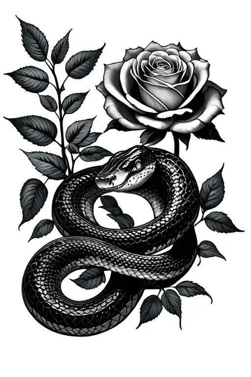 Some Plants And Roses Growing And One Normal Snake