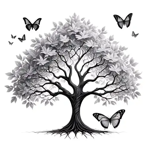 Tree Of Life With Butterflies