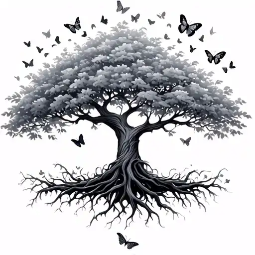 Tree Of Life With Butterflies