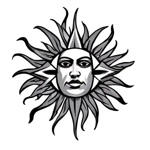 Polynesian Tribal With 3 Star And Sun