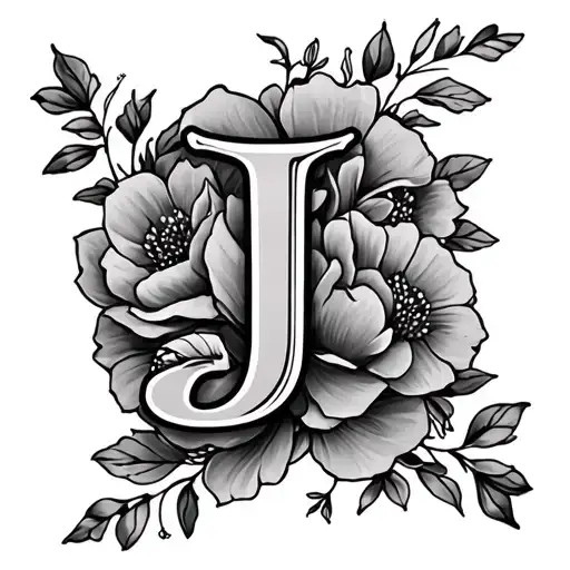 Kids Initials In One Tattoo Using Letter J