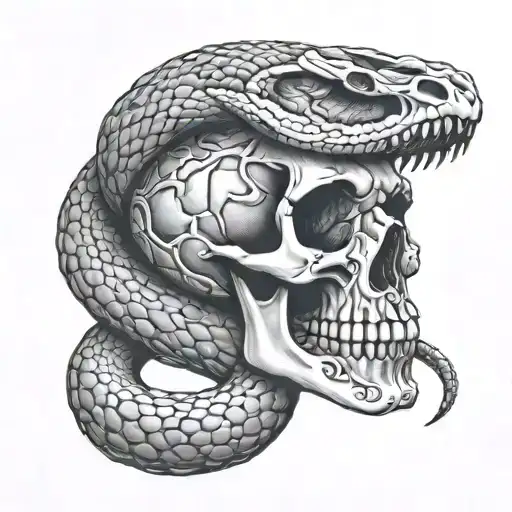 Snake Wrapped Around A Skull