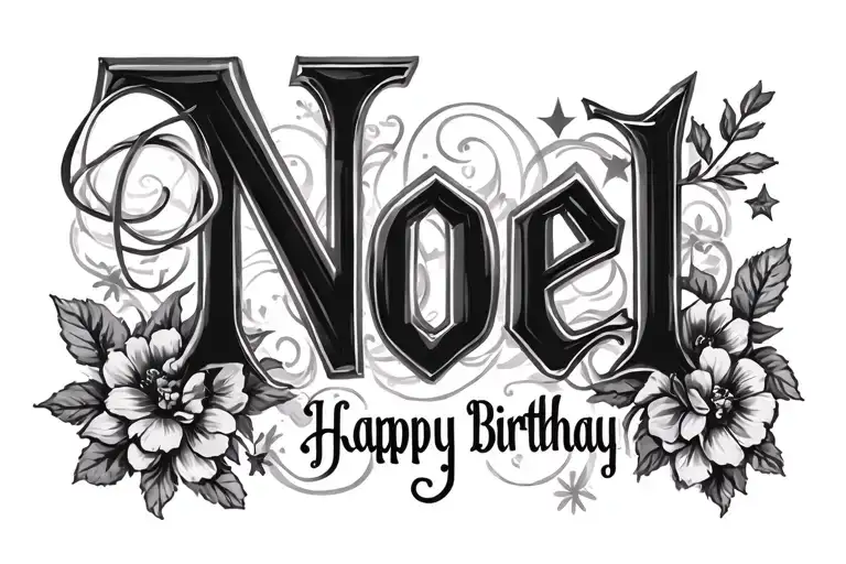 Birthday In Roman Numerals With Last Name Noel Inside Of It