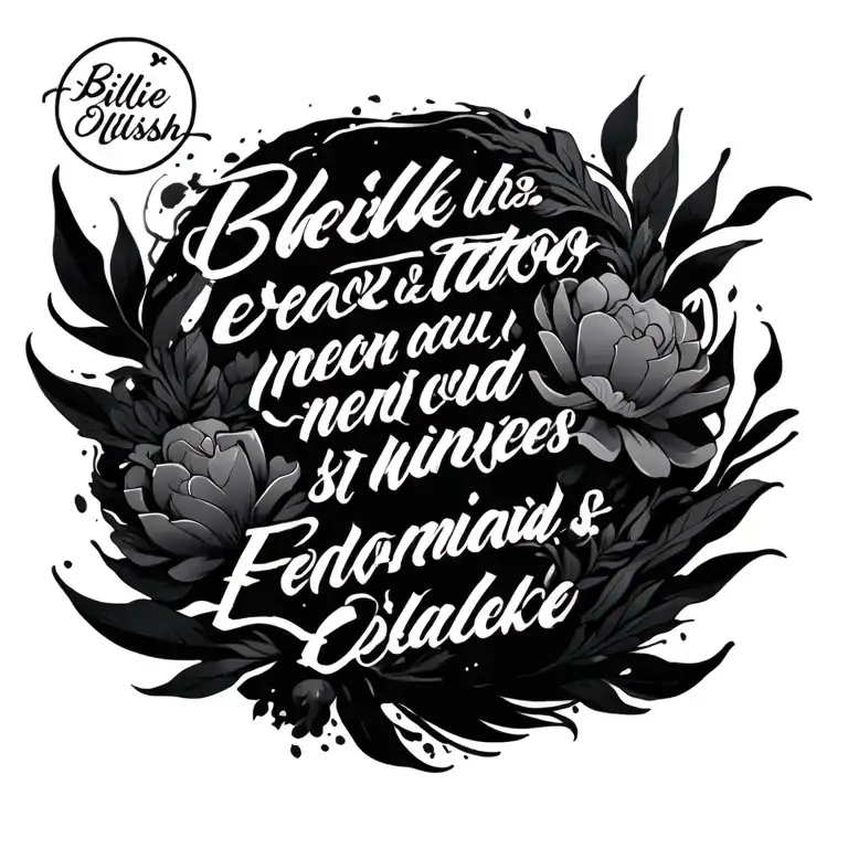 Elegant Simple Ocean Themed Spine Tattoo Incorporating Billie Eilish Lyrics