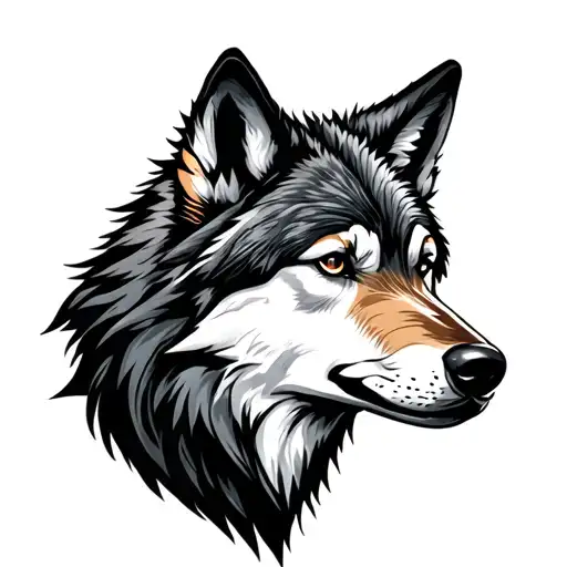 Male And Female Wolf Head