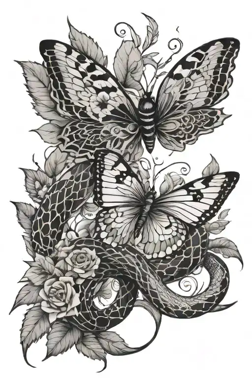 Nature Scene Snakes Butterfly Animals