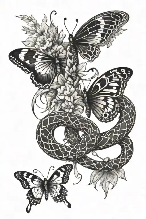 Nature Scene Snakes Butterfly Animals