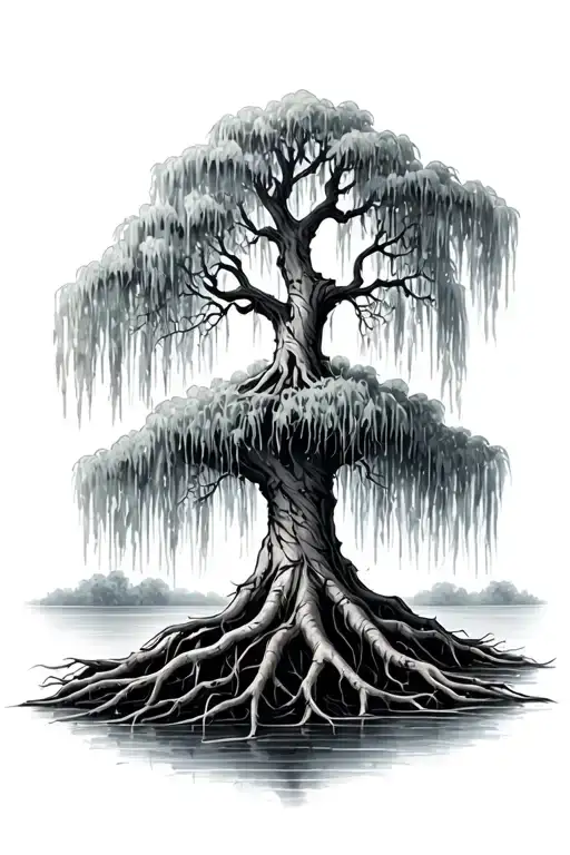 Weeping Willow Tree With Roots
