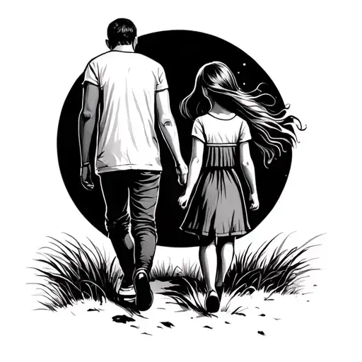 Father And Daughter Walking Together