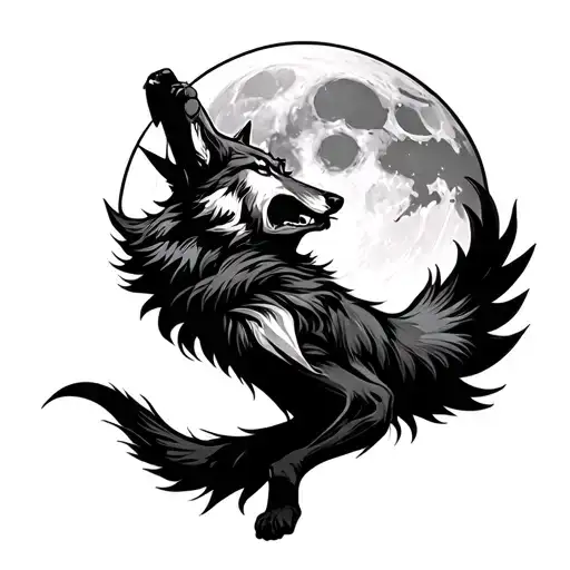 Wolf Howling At The Moon Muay Thai Fighter