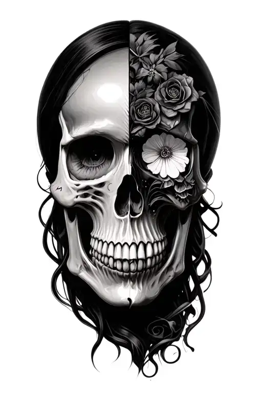 Skull Candy Half A Beautiful Face The Other Side Skeleton