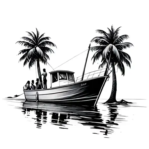 A Simple Tattoo That Represents Friends Who Enjoy Boats And Hanging Out On Sandbars