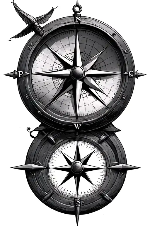 Ship Compass Different Mininal Black