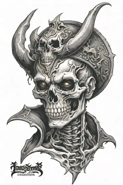 Scary Skeleton Devil On Your Shoulder Whispering Violent Death And Destruction In Your Ear
