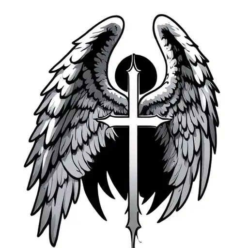 Angel Wings With Cross Made