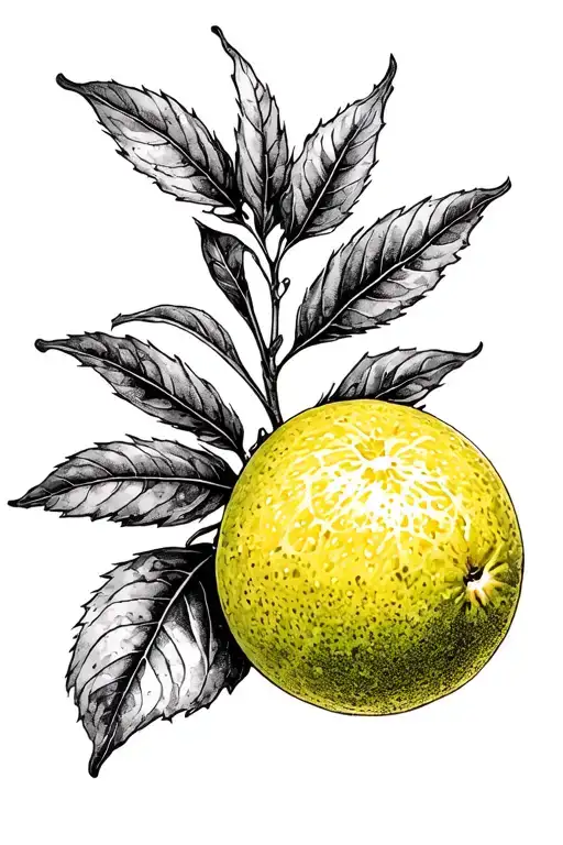 Lemon With Cursive L For Leaf