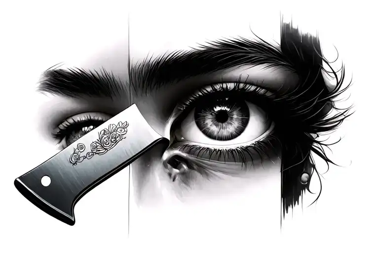 Butcher Knife And The Reflection Of A Pretty Girls Eyes