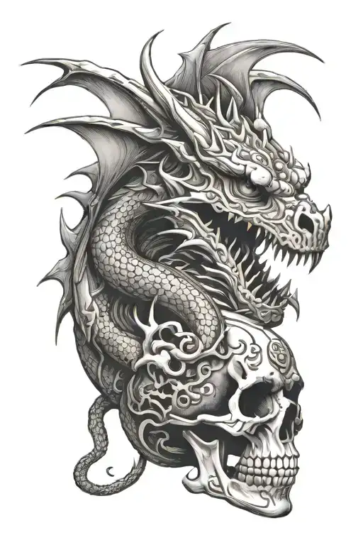 Dragon And Skull Wearing